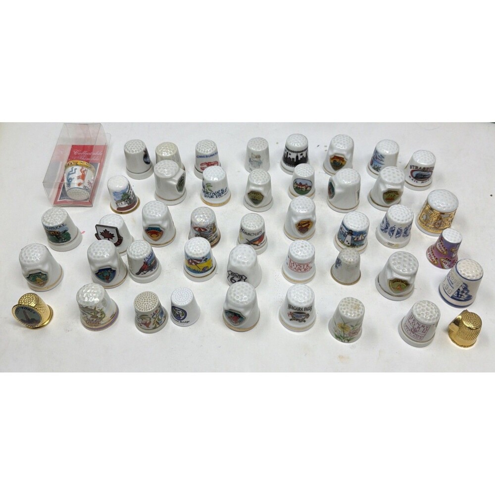 Lot Of 44 Collectible Thimbles made from Porcelain and/or Ceramic Travel Places